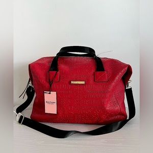 NWT Juicy Couture Scarlet Red & Black Word Play Weekender/Duffle/Travel Bag